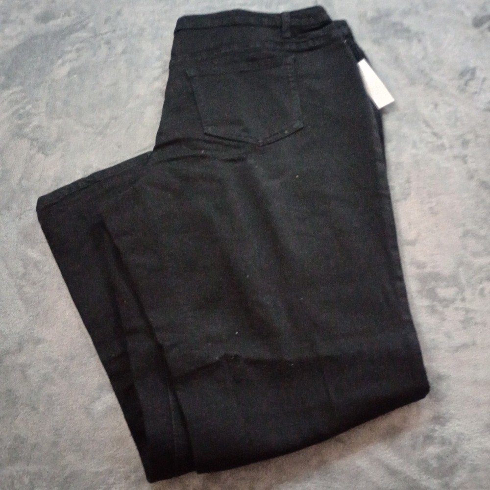 CJ Banks Tapered Leg Jeans Women 20W Black Moderately Curvy Rhinestone Sparkle